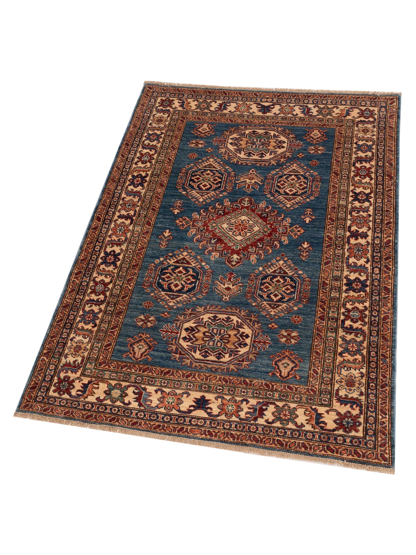 Zamira Blue Ivory 4.2x5.10 Hand Knotted Rug