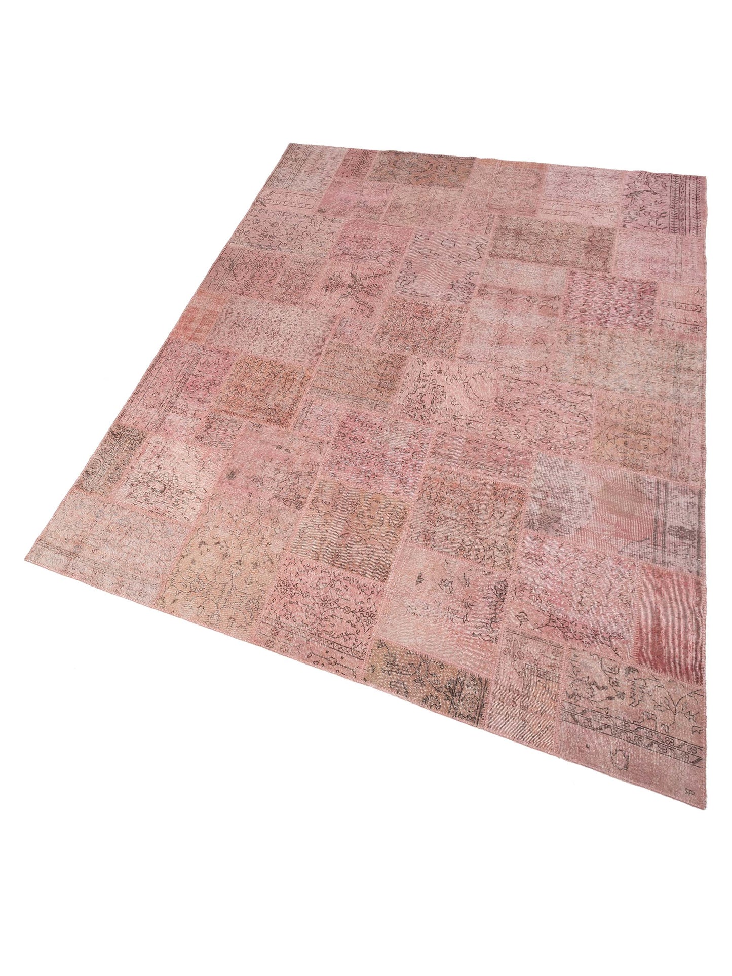 Patchwork Pink 10x13.8 Hand Knotted Rug