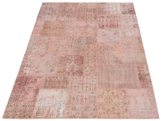 Patchwork Pink 8.1x10 Hand Knotted Rug