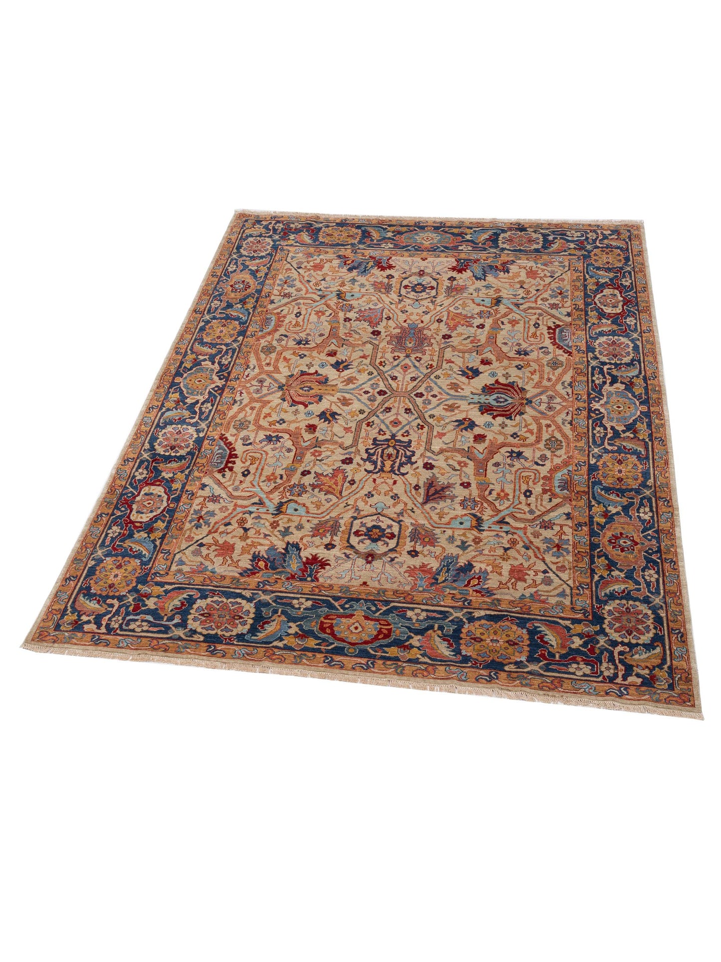 Antiqua Fine Ivory Navy 8x10.2 Hand Knotted Rug