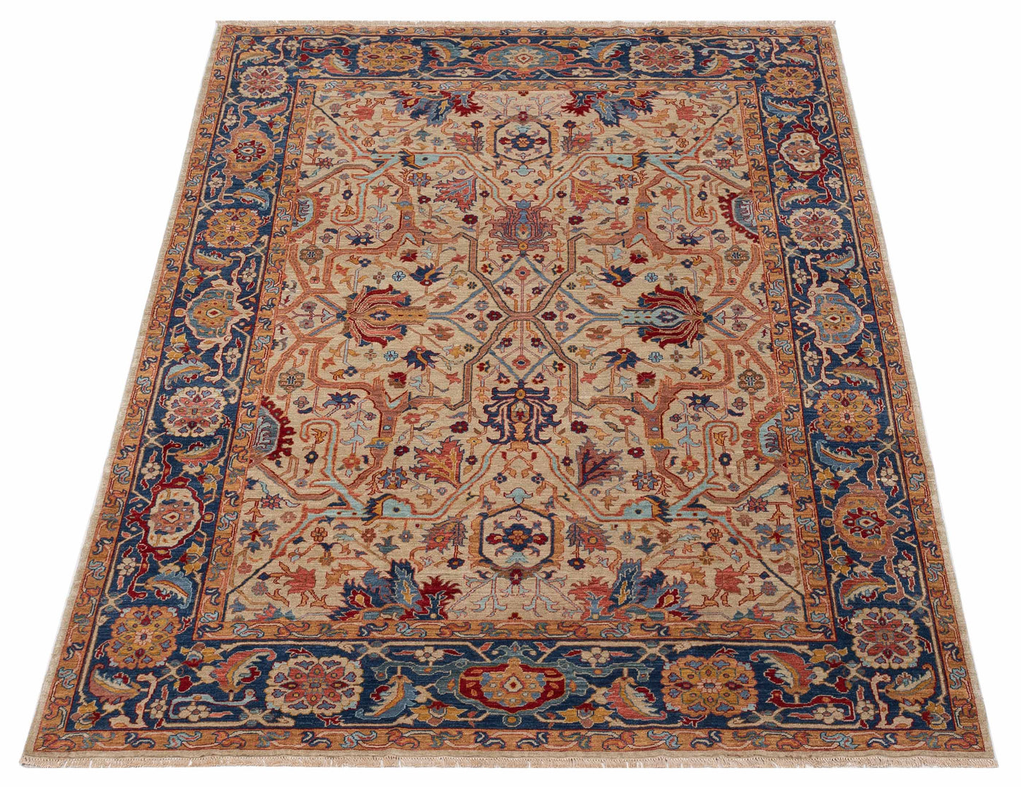 Antiqua Fine Ivory Navy 8x10.2 Hand Knotted Rug