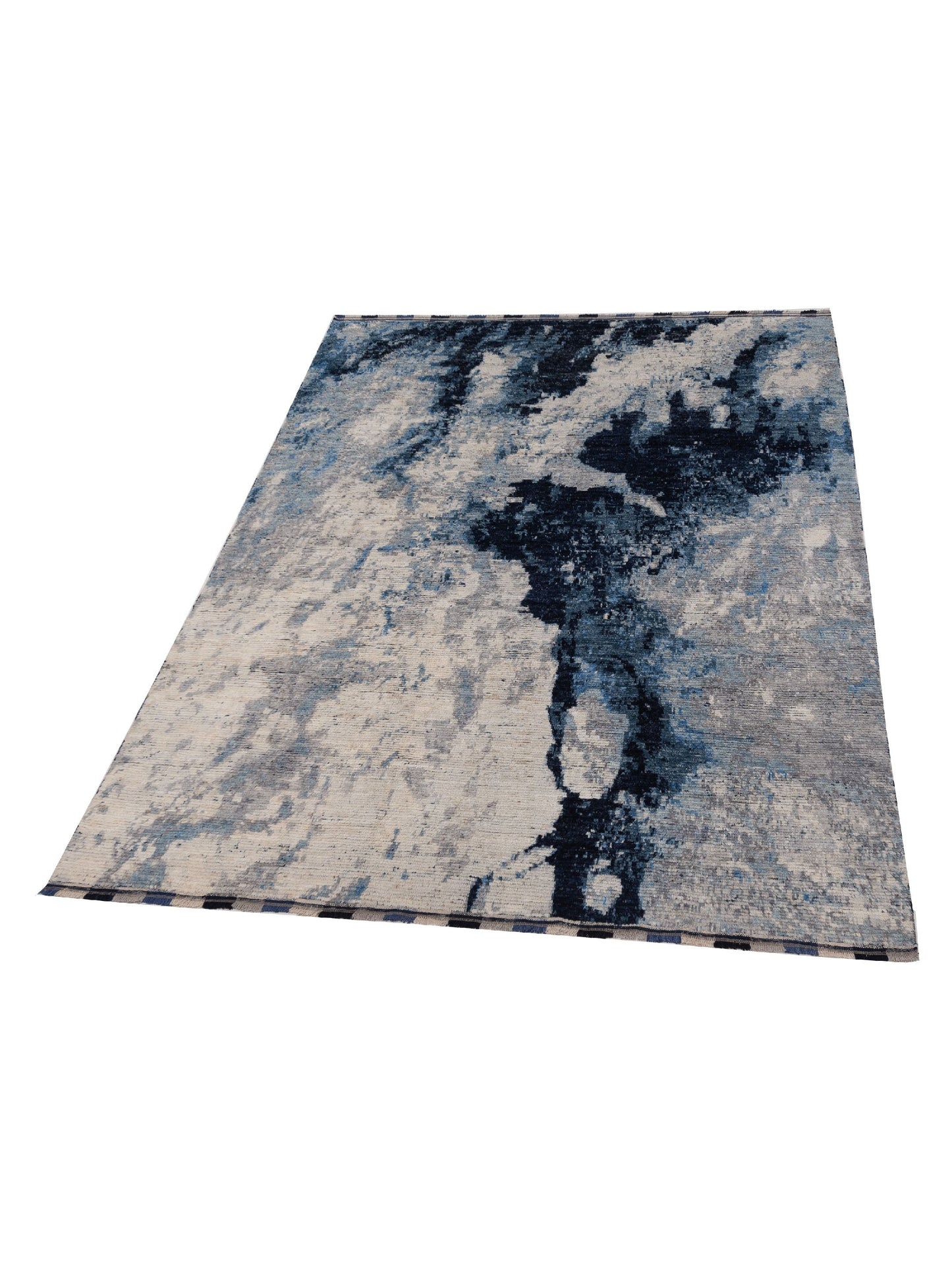 Anavera Silver Blue 9.1x11.8 Hand Knotted Rug
