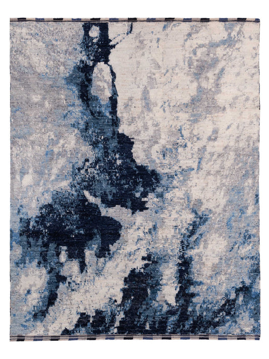 Anavera Silver Blue 9.1x11.8 Hand Knotted Rug