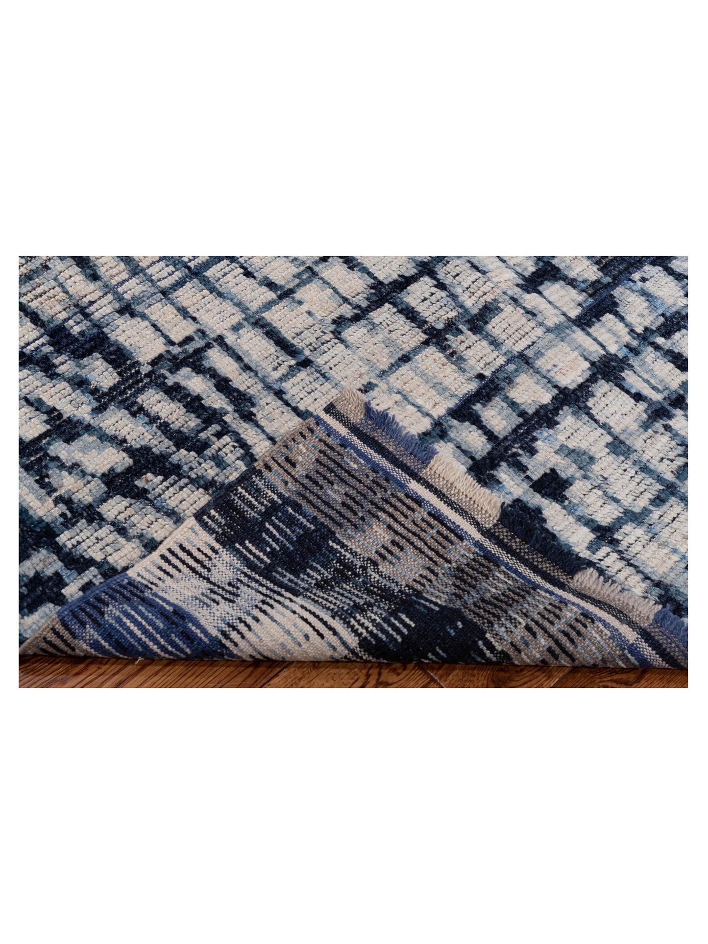 Anavera Ivory Indigo 8.1x9.10 Hand Knotted Rug