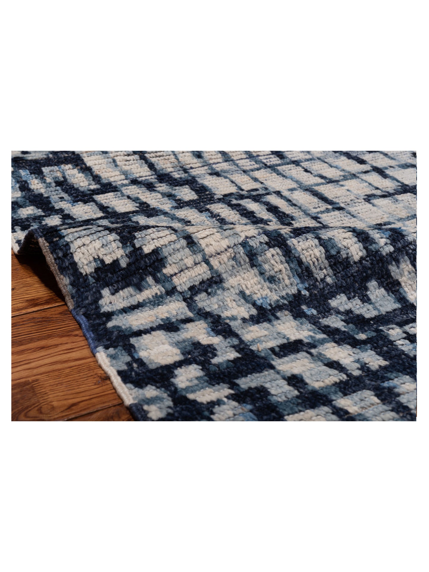 Anavera Ivory Indigo 8.1x9.10 Hand Knotted Rug