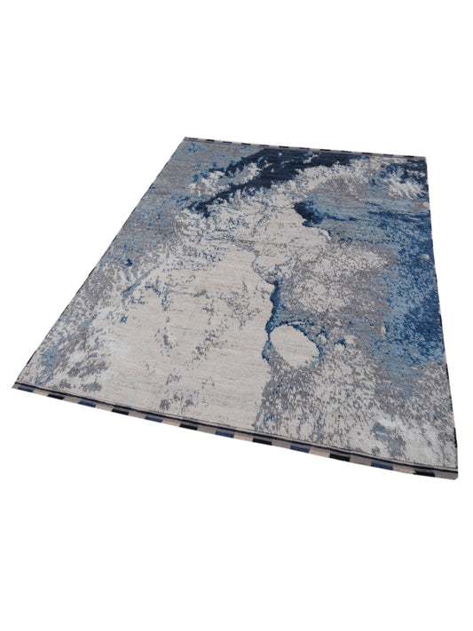 Anavera Silver Blue 8x9.9 Hand Knotted Rug