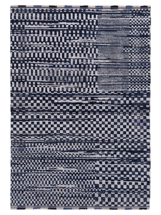 Anavera Ivory Black 6.1x8.8 Hand Knotted Rug