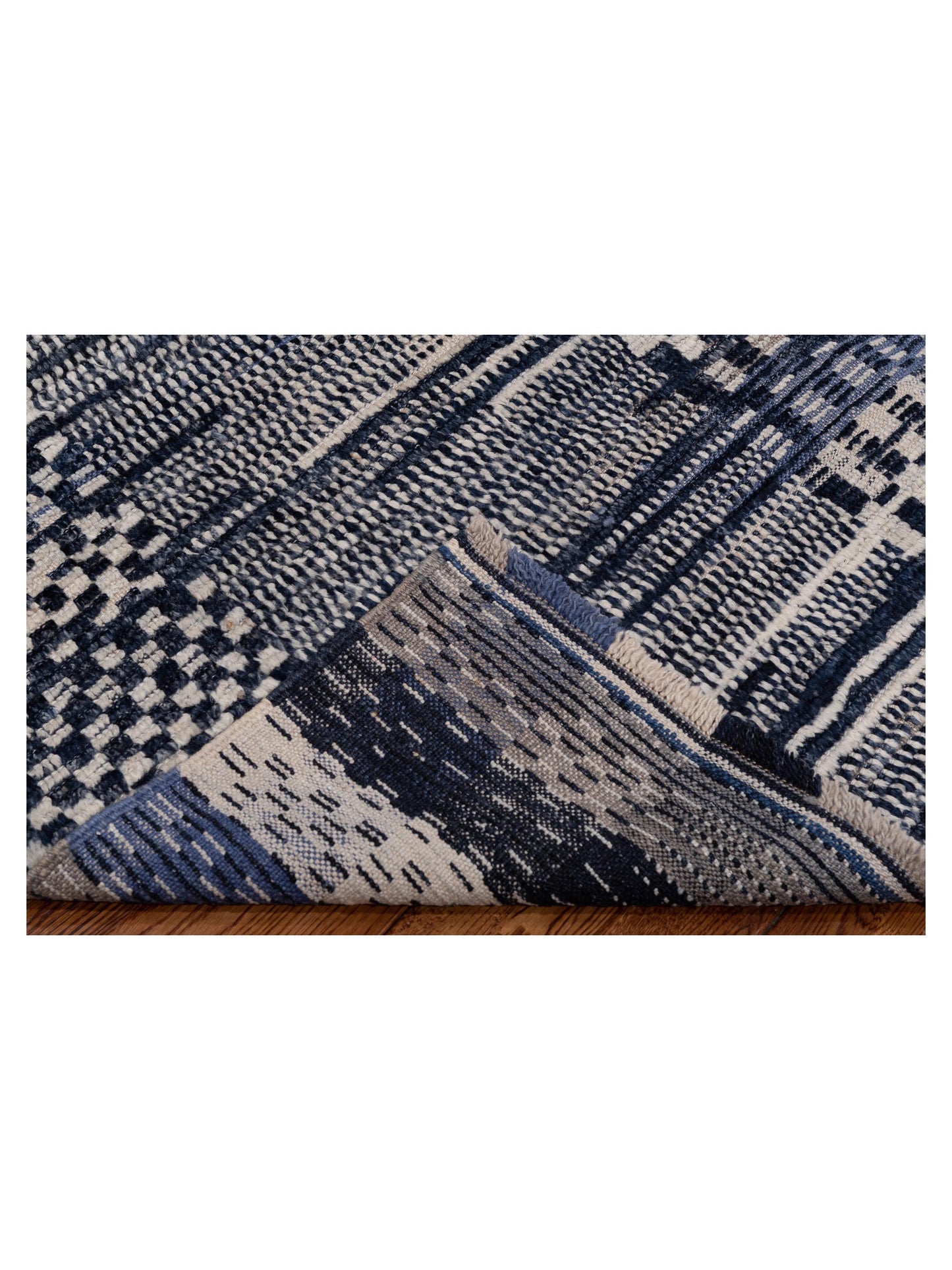 Anavera Indigo Ivory 8x9.11 Hand Knotted Rug