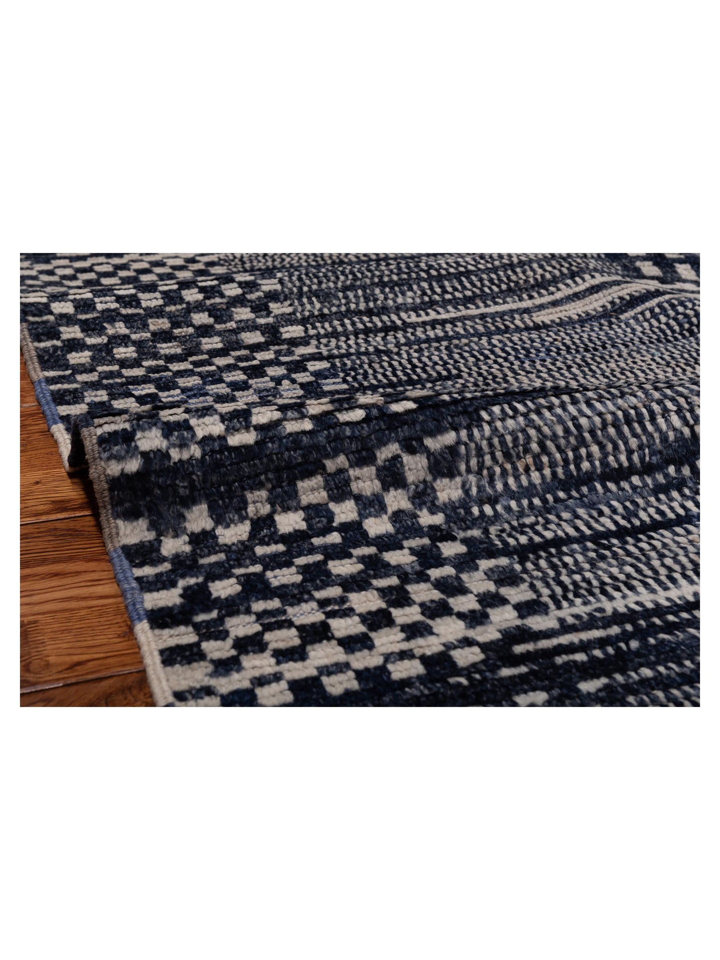 Anavera Indigo Ivory 8x9.11 Hand Knotted Rug