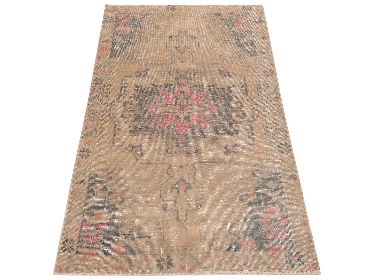 Nomadra Beige Green 4x6.8 Hand Knotted Rug