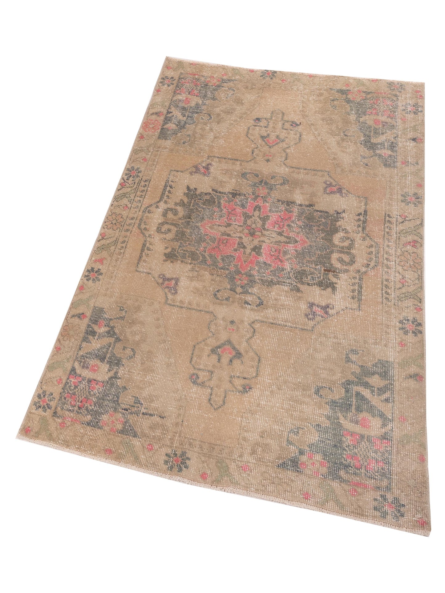Nomadra Beige Green 4x6.8 Hand Knotted Rug