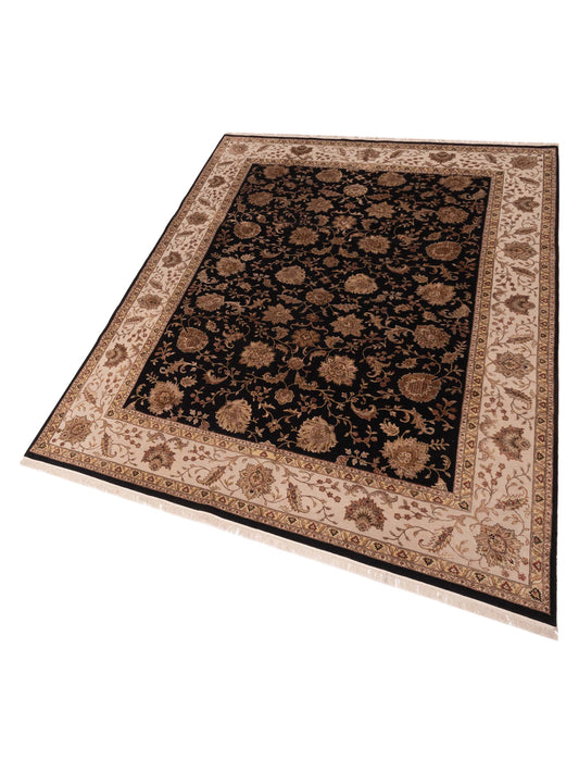 Javira Silk Black Ivory 9x12.6 Hand Knotted Rug