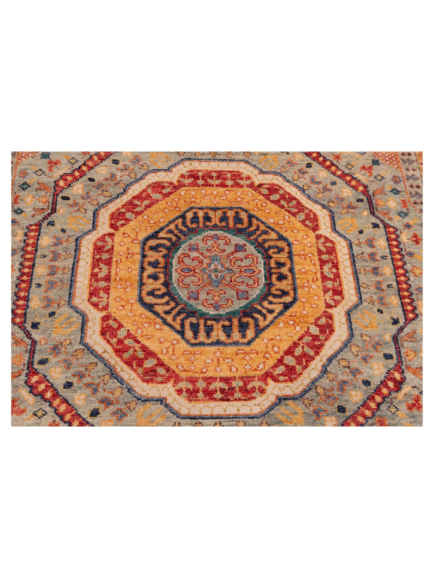 Oushara Light Gray Navy 9x12.2 Hand Knotted Rug