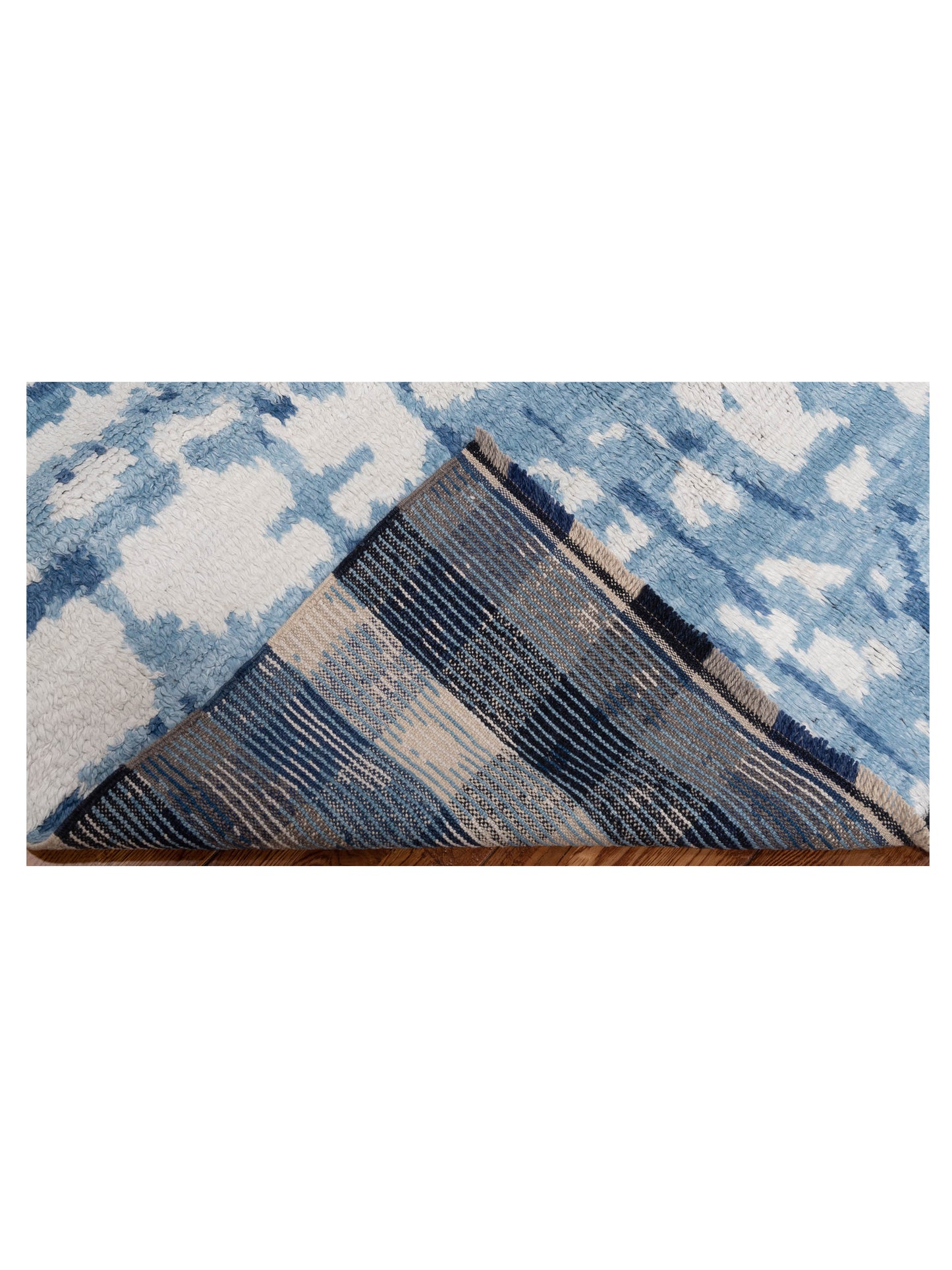 Anavera Ivory Blue 8.1x9.7 Hand Knotted Rug