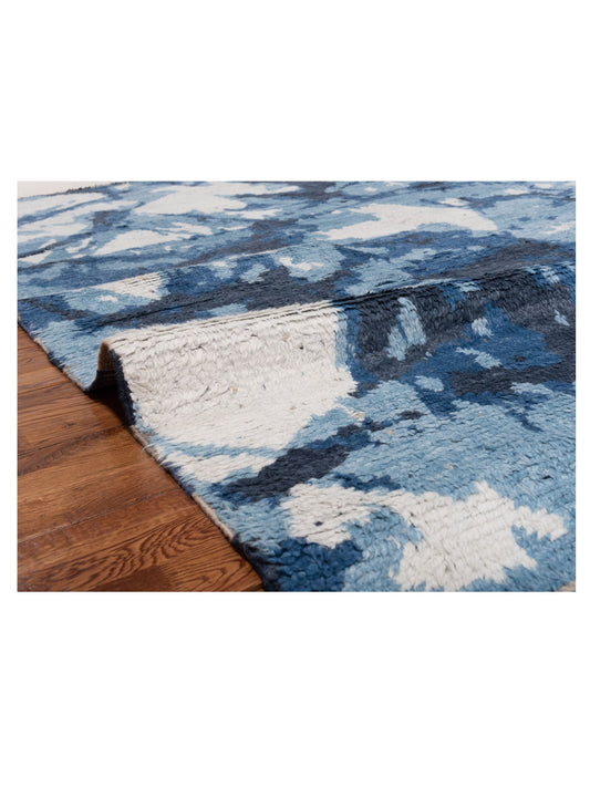 Anavera Blue Ivory 8x9.11 Hand Knotted Rug