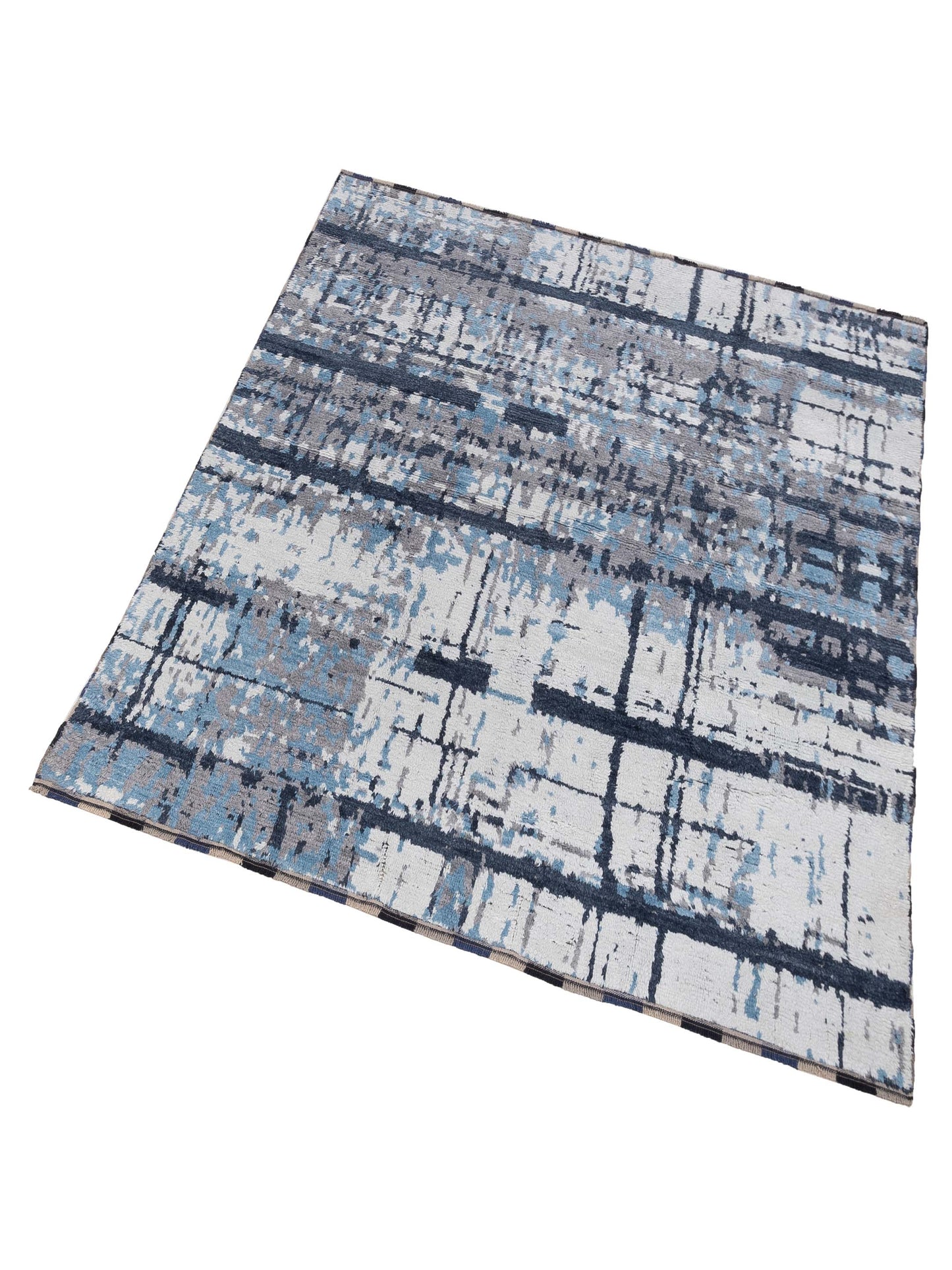 Anavera Gray Ivory 7.11x9.9 Hand Knotted Rug