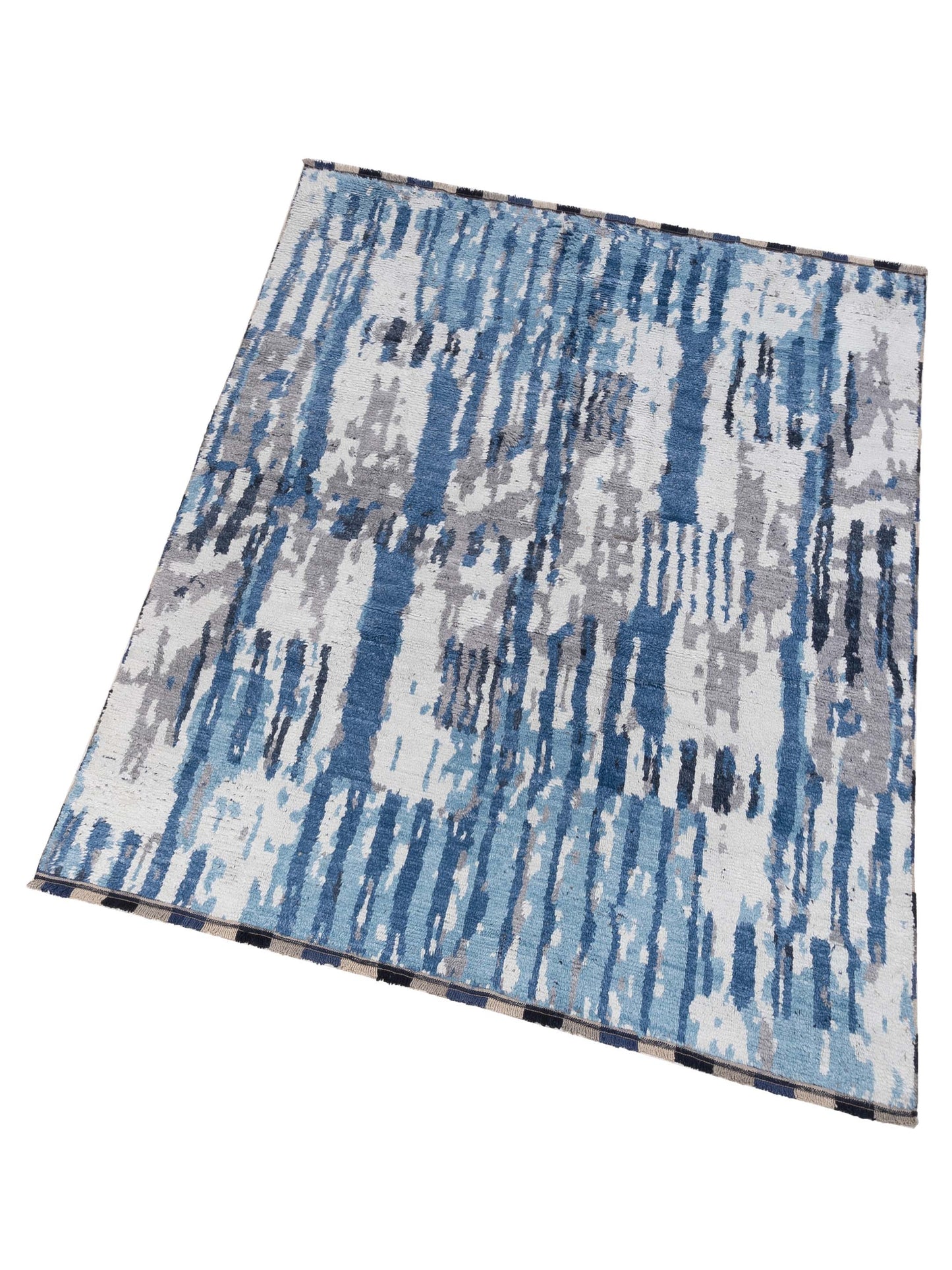 Anavera Blue Ivory 8x9.9 Hand Knotted Rug