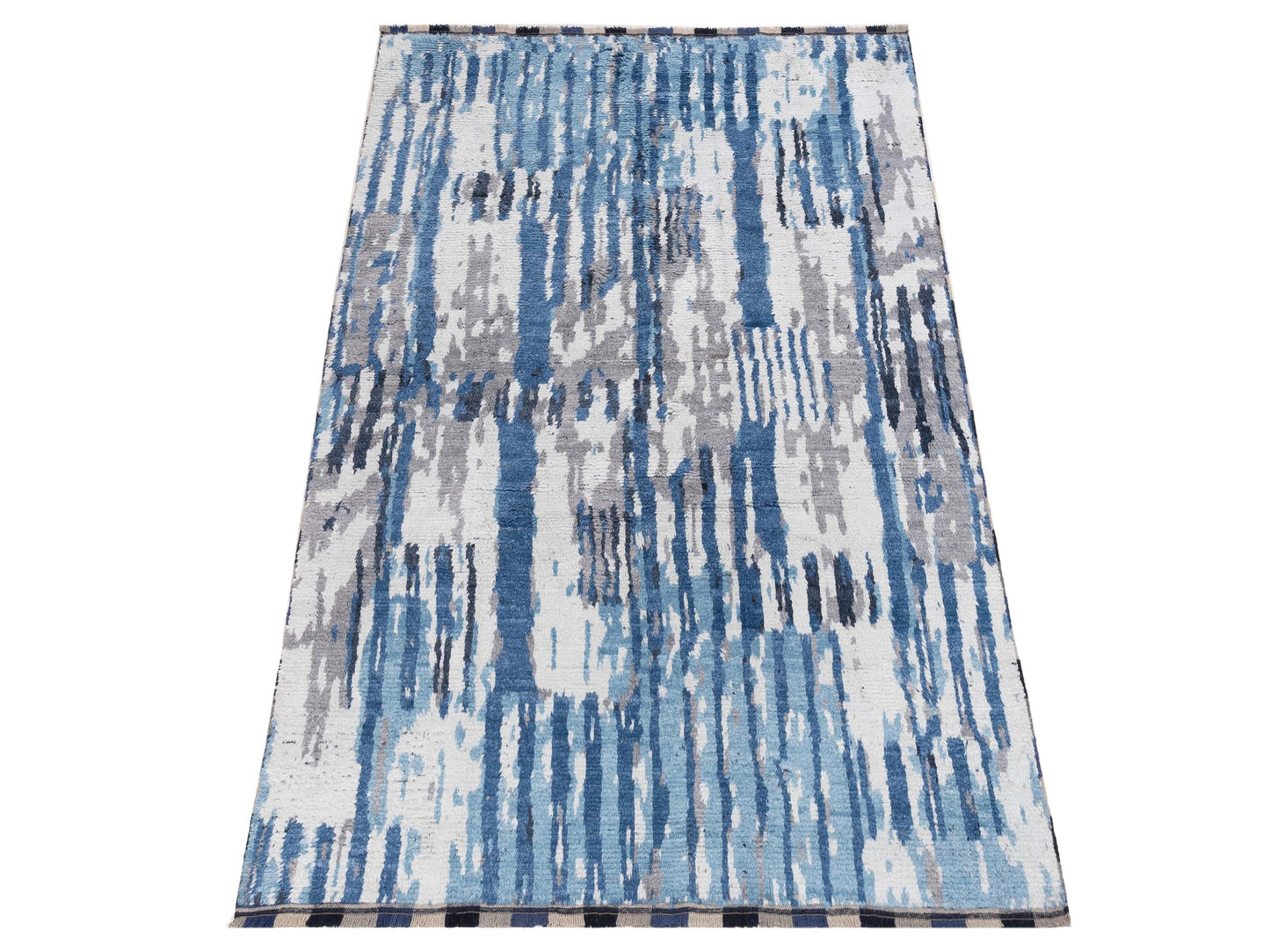 Anavera Blue Ivory 8x9.9 Hand Knotted Rug