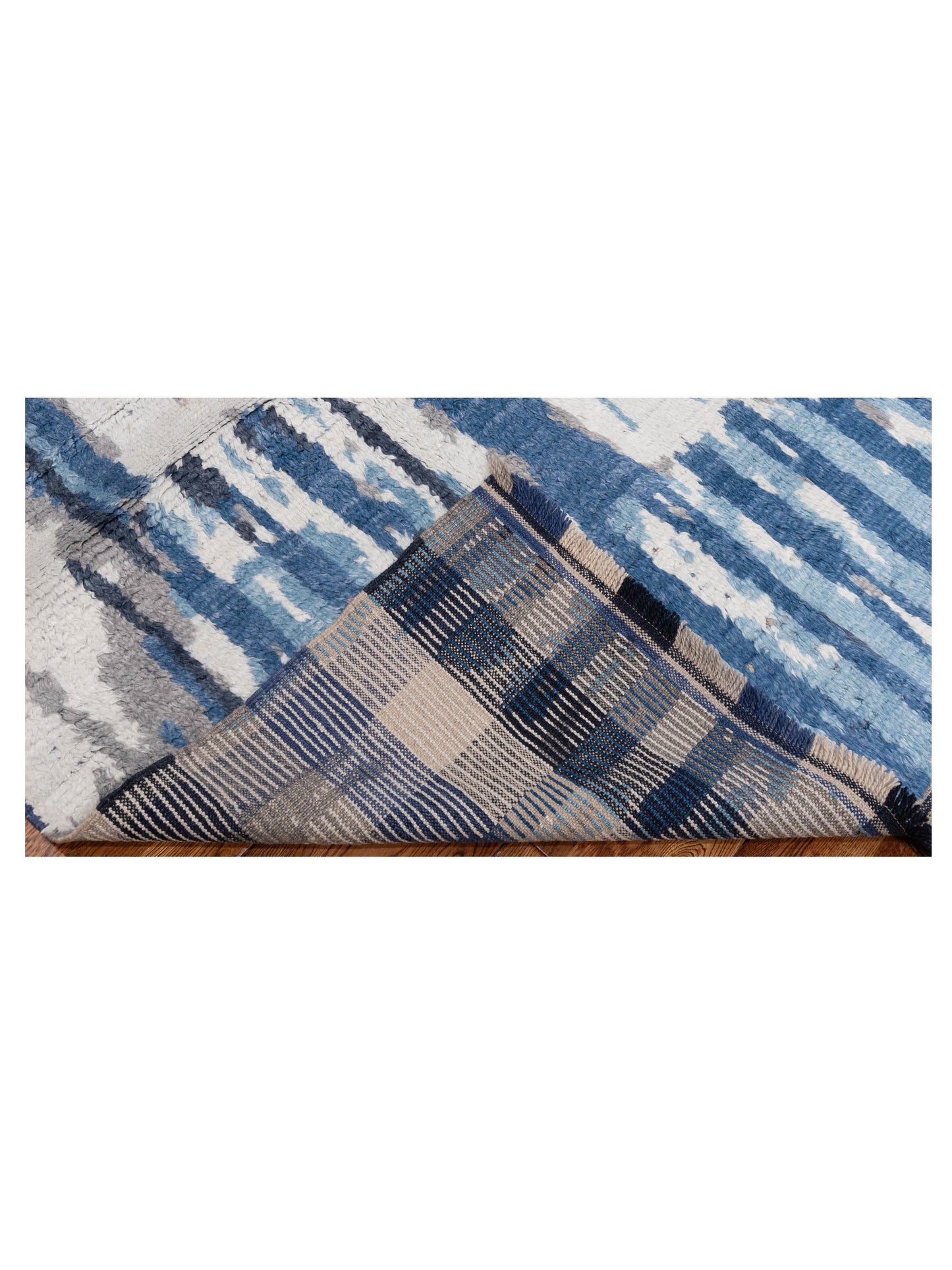 Anavera Blue Ivory 8x9.9 Hand Knotted Rug