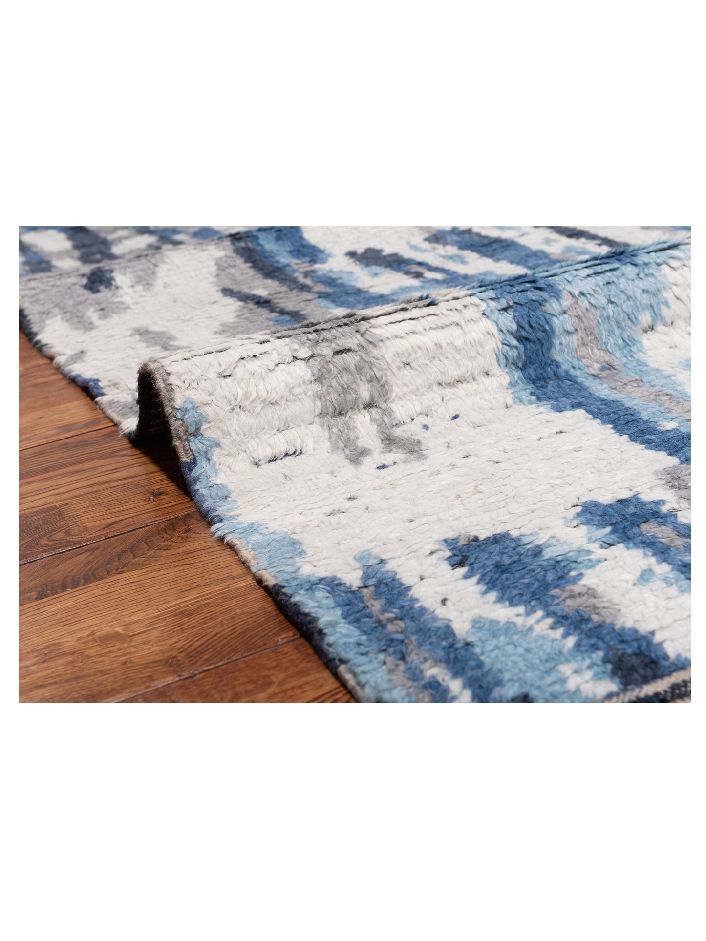 Anavera Blue Ivory 8x9.9 Hand Knotted Rug
