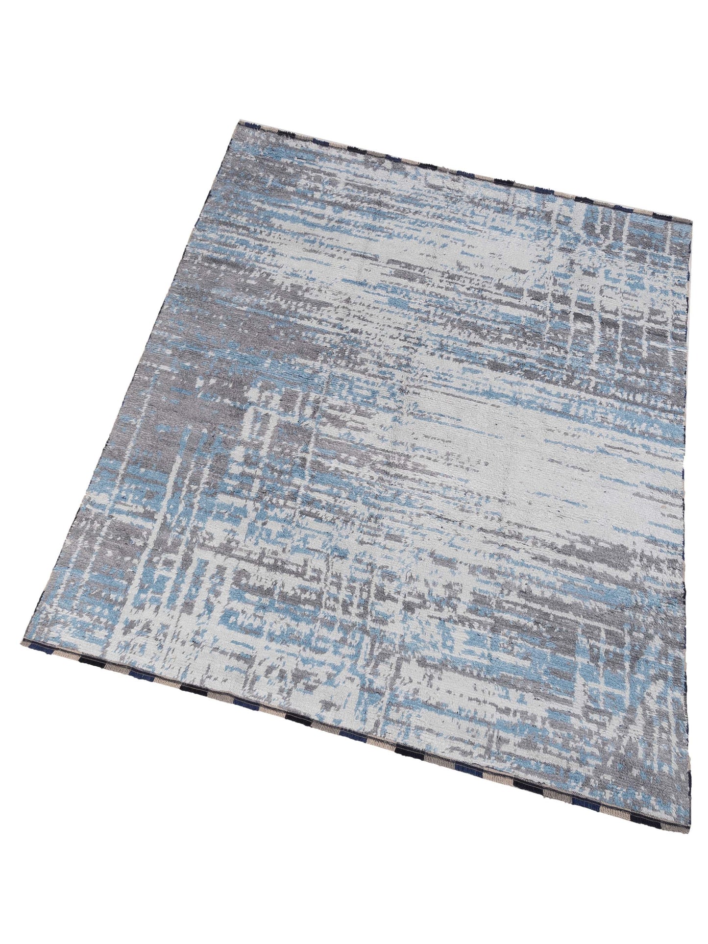 Anavera Ivory Blue 7.11x9.11 Hand Knotted Rug