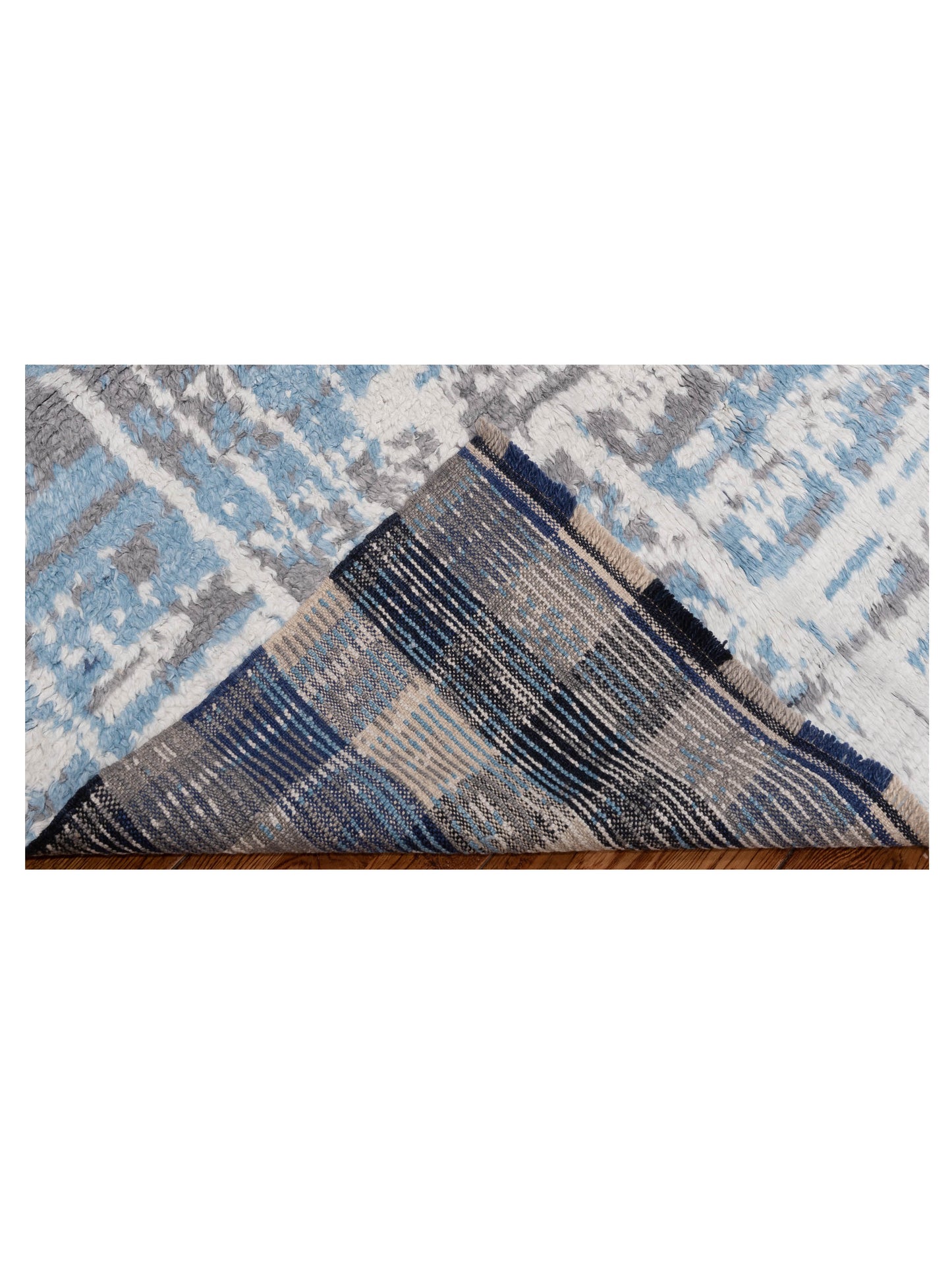 Anavera Ivory Blue 7.11x9.11 Hand Knotted Rug