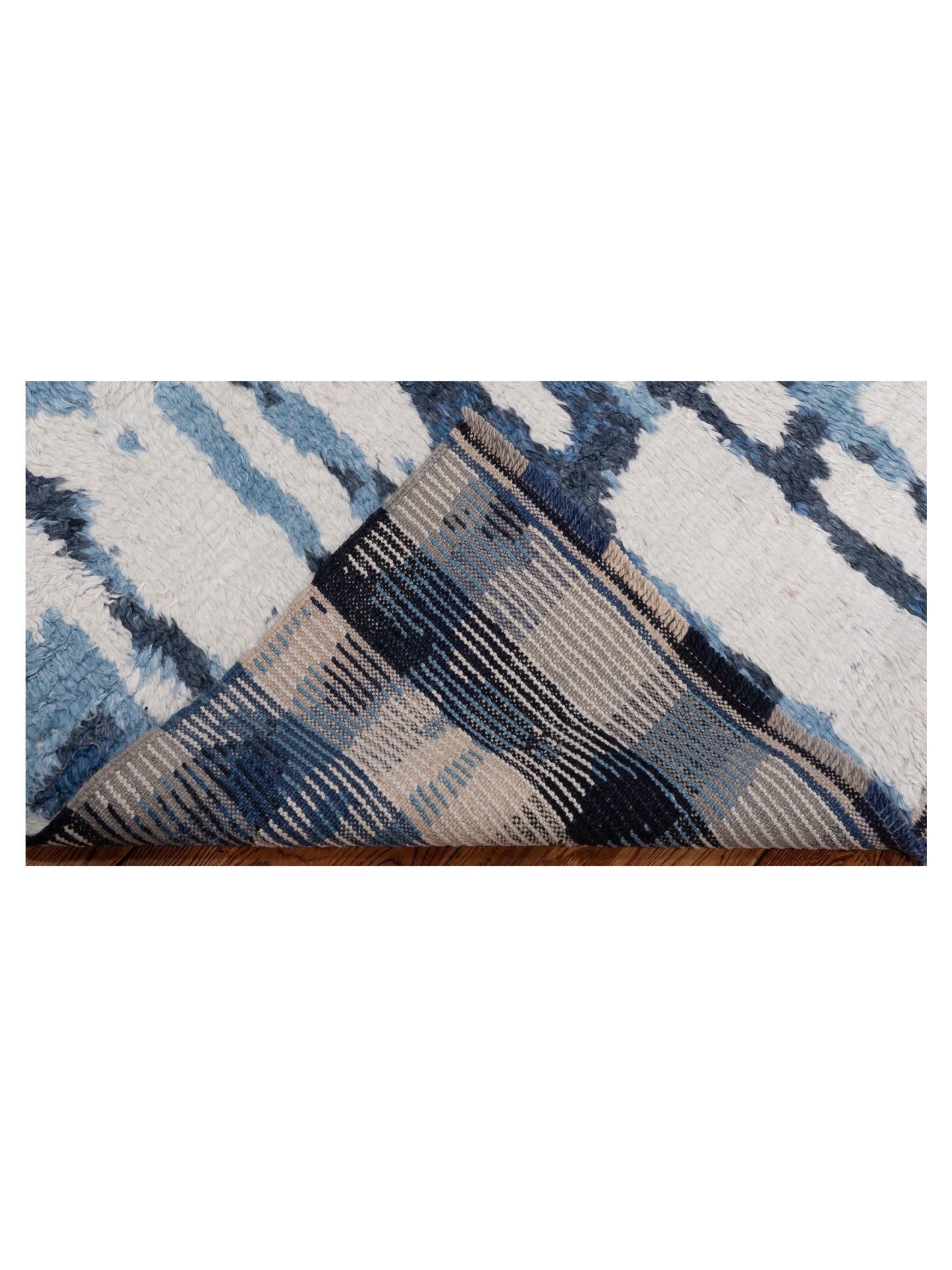 Anavera Ivory Blue 8x9.10 Hand Knotted Rug