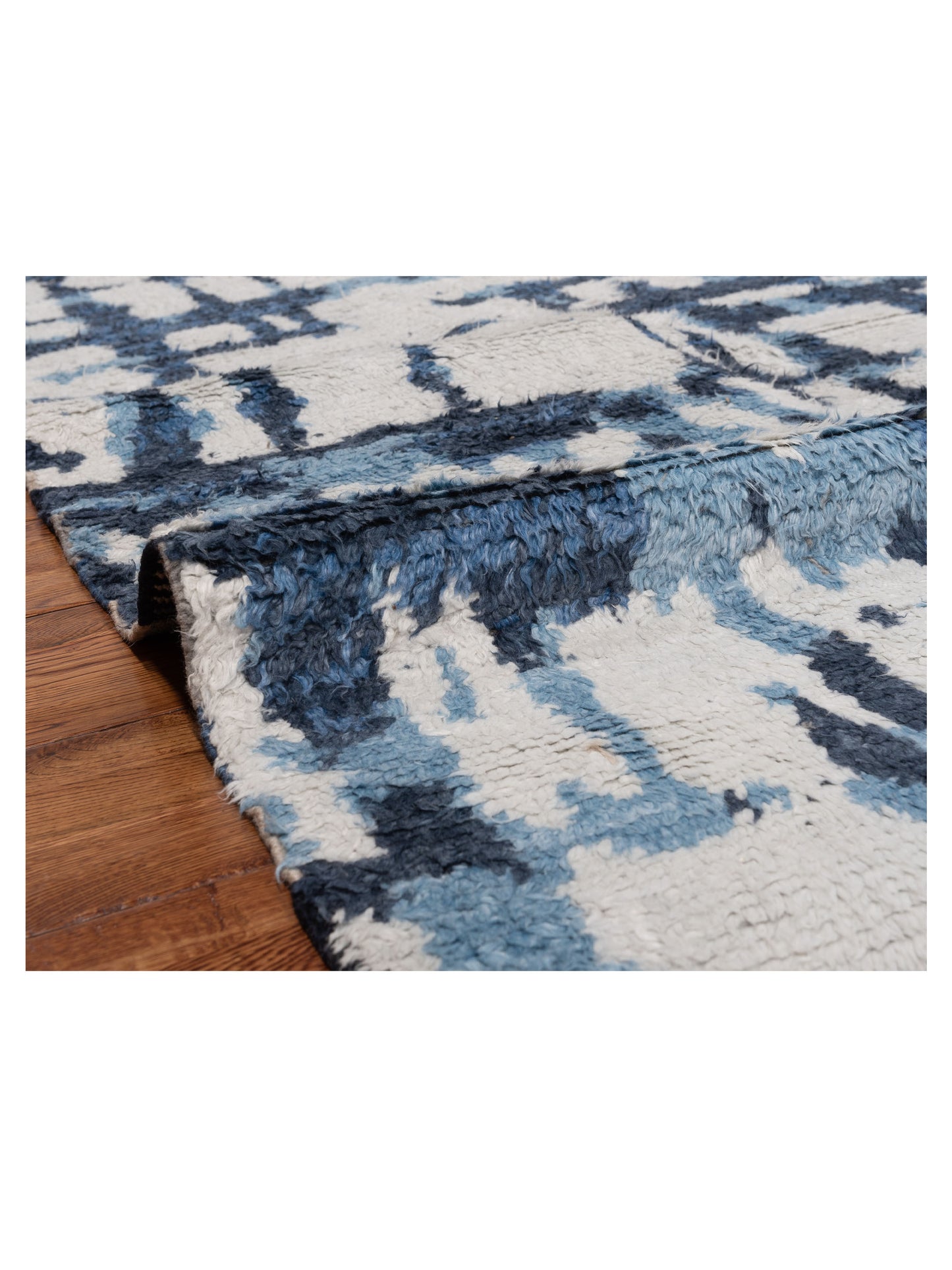 Anavera Ivory Blue 8x9.10 Hand Knotted Rug