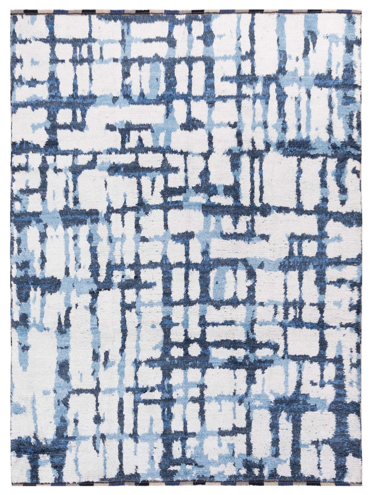 Anavera Ivory Blue 8x9.10 Hand Knotted Rug