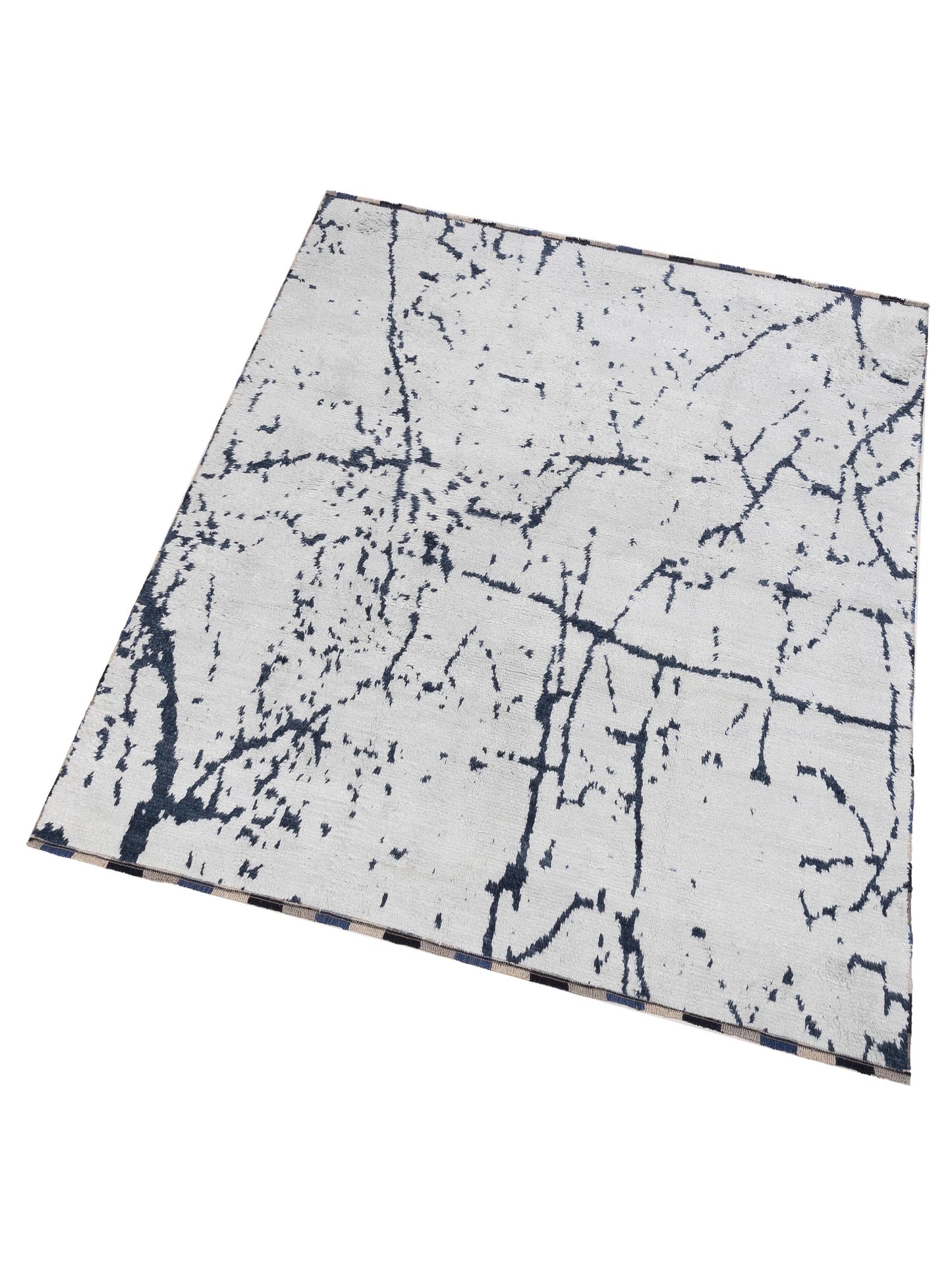 Anavera Ivory Blue 7.10x9.6 Hand Knotted Rug