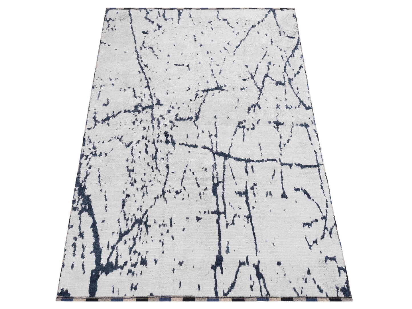 Anavera Ivory Blue 7.10x9.6 Hand Knotted Rug