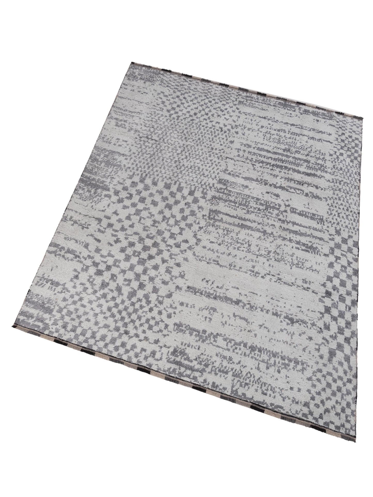 Anavera Ivory Gray 8.3x9.7 Hand Knotted Rug