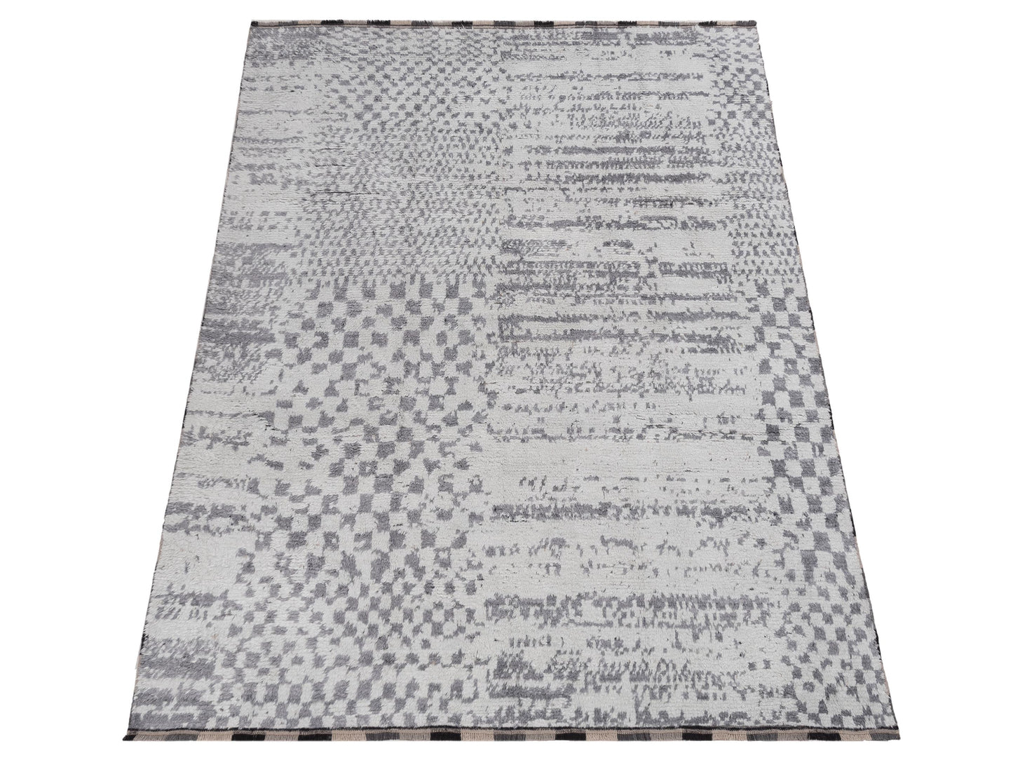 Anavera Ivory Gray 8.3x9.7 Hand Knotted Rug