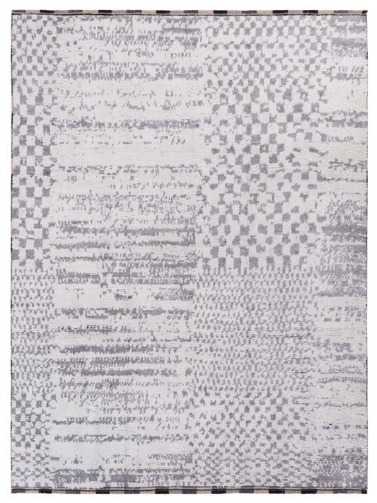 Anavera Ivory Gray 8.3x9.7 Hand Knotted Rug