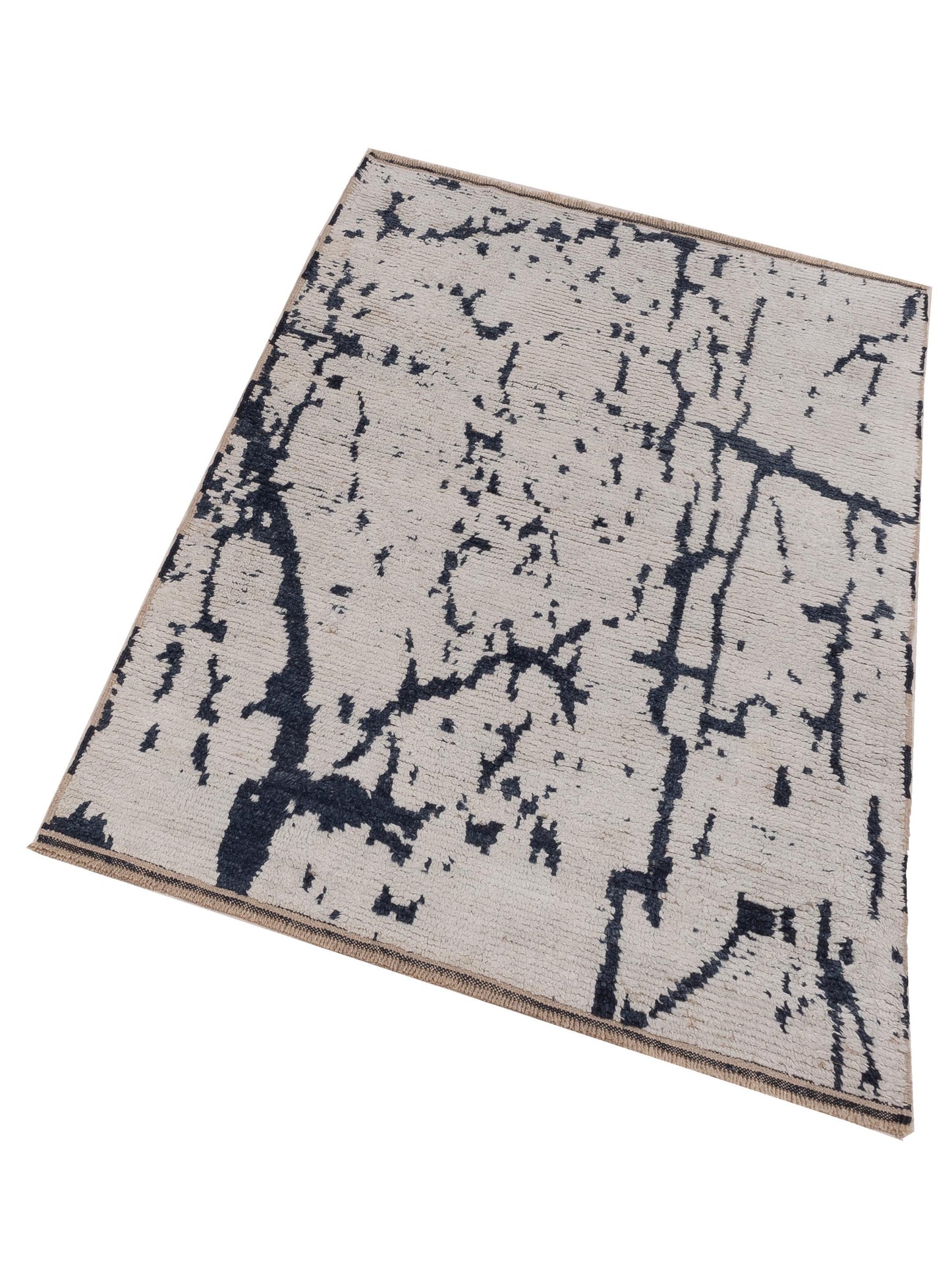 Anavera Ivory Black 4x6.3 Hand Knotted Rug