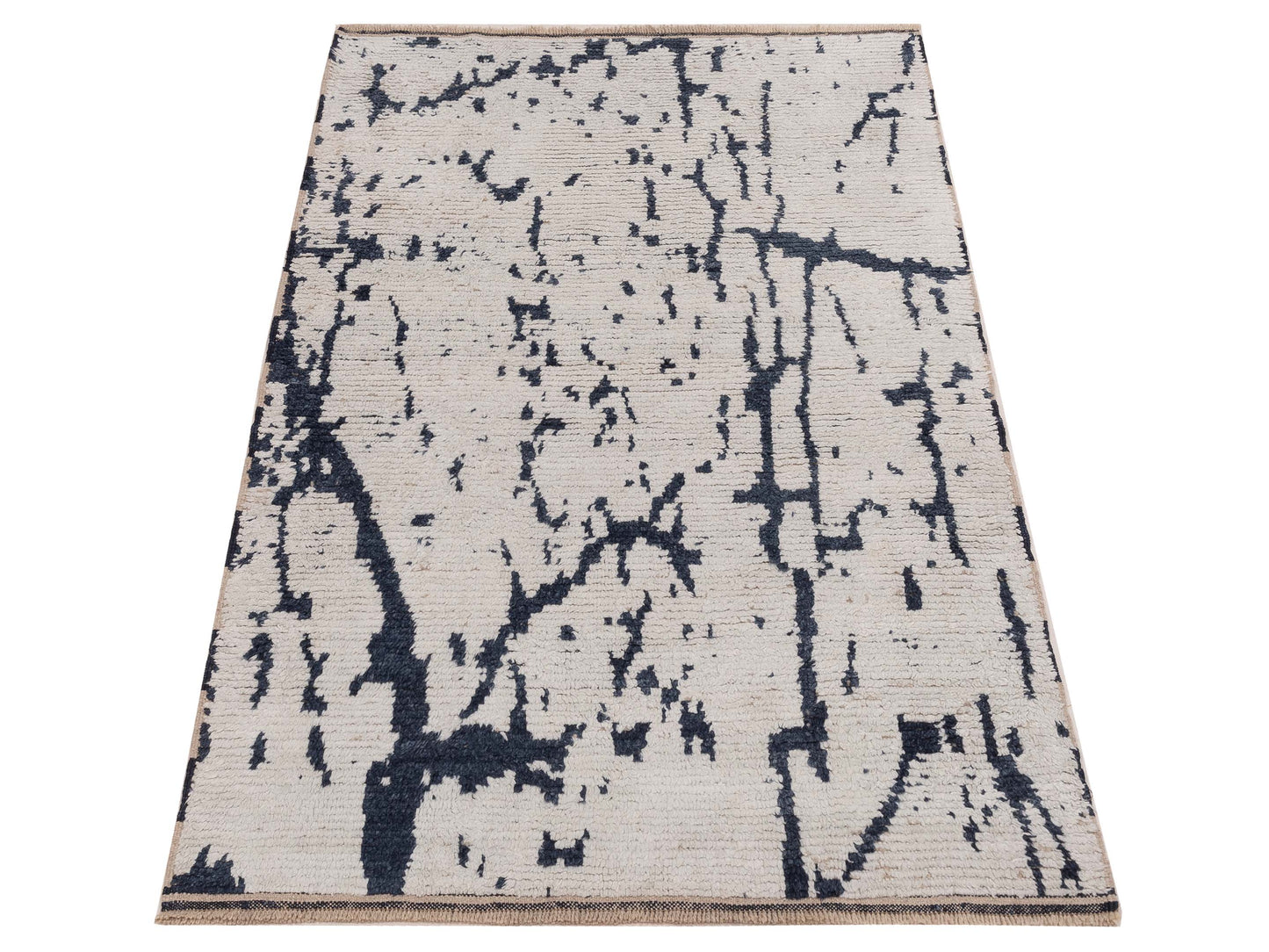Anavera Ivory Black 4x6.3 Hand Knotted Rug