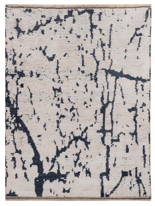 Anavera Ivory Black 4x6.3 Hand Knotted Rug