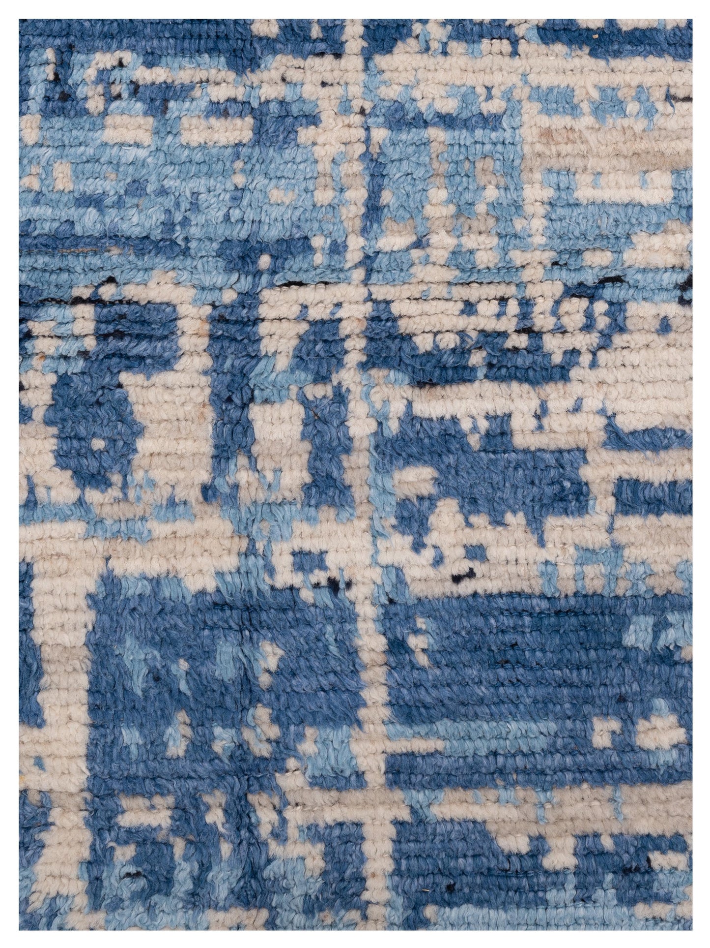 Anavera Ivory Blue 8x9.8 Hand Knotted Rug