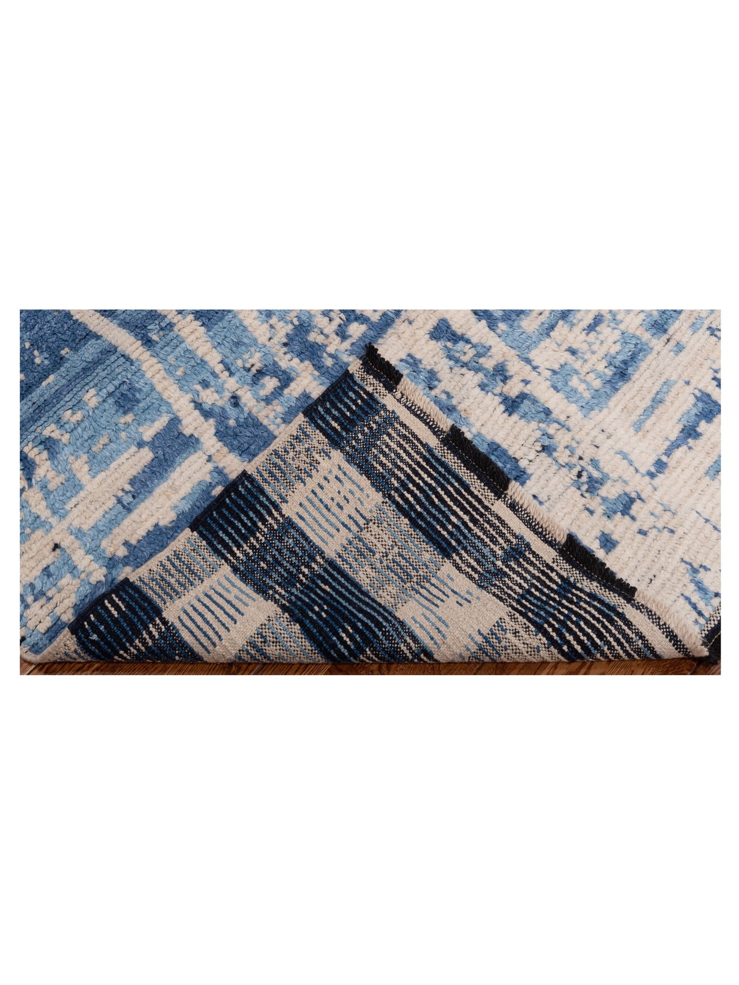 Anavera Ivory Blue 8x9.8 Hand Knotted Rug