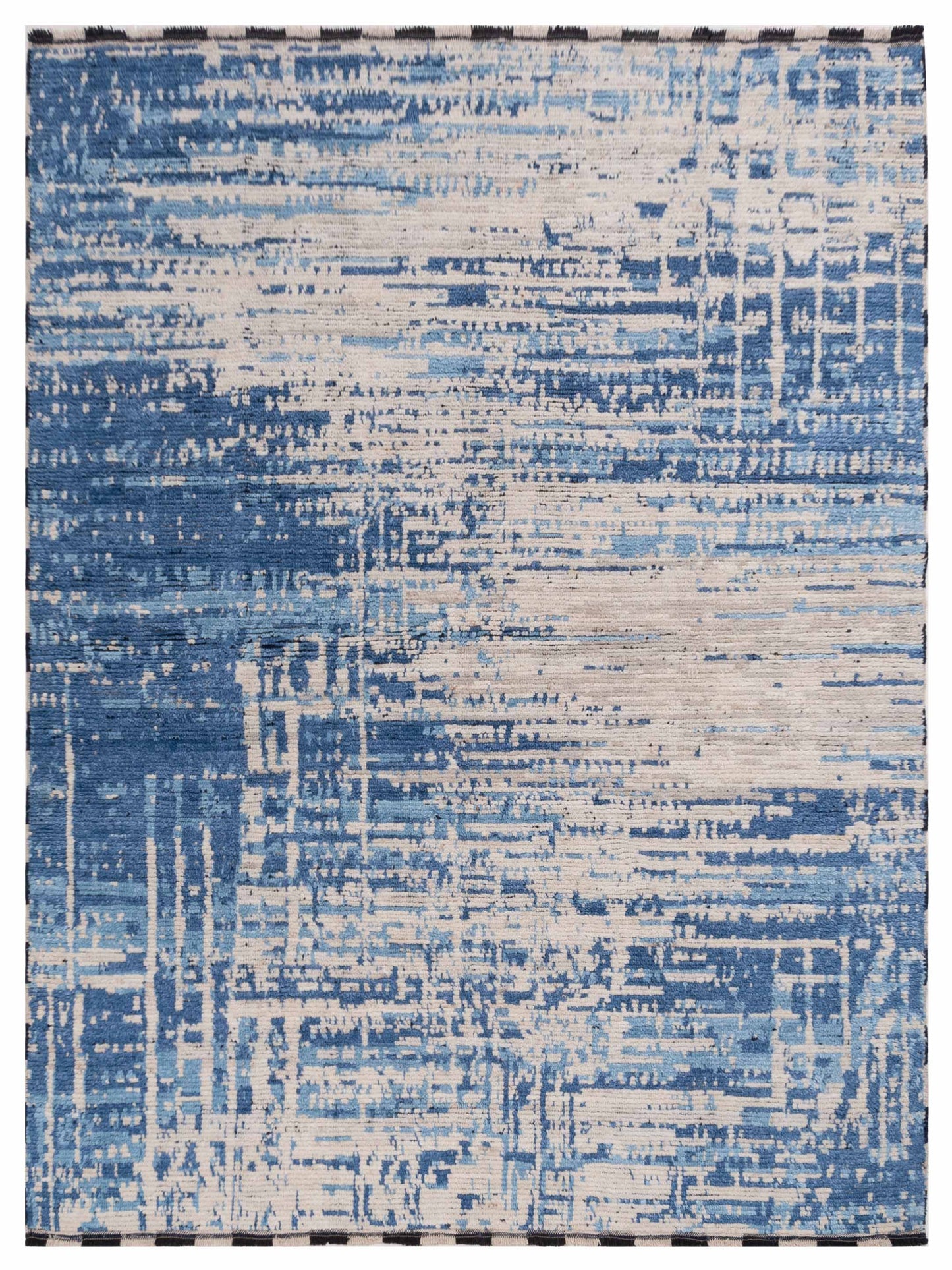 Anavera Ivory Blue 8x9.8 Hand Knotted Rug