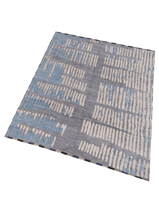 Anavera Gray Ivory 7.10x9.9 Hand Knotted Rug