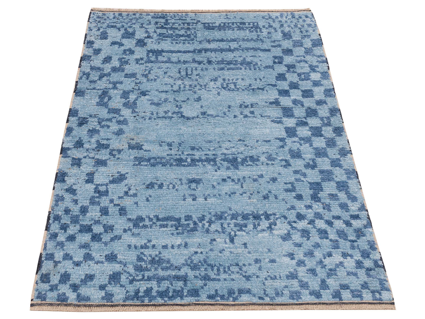 Anavera Blue Blue 3.11x5.10 Hand Knotted Rug