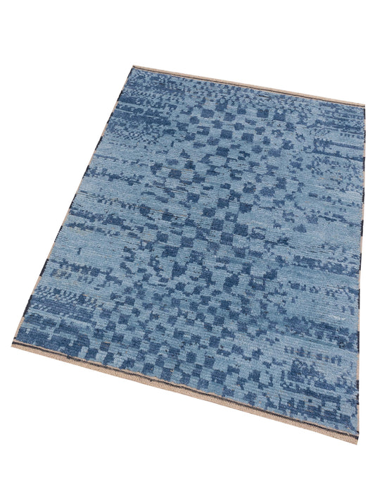 Anavera Blue Blue 4.1x6 Hand Knotted Rug