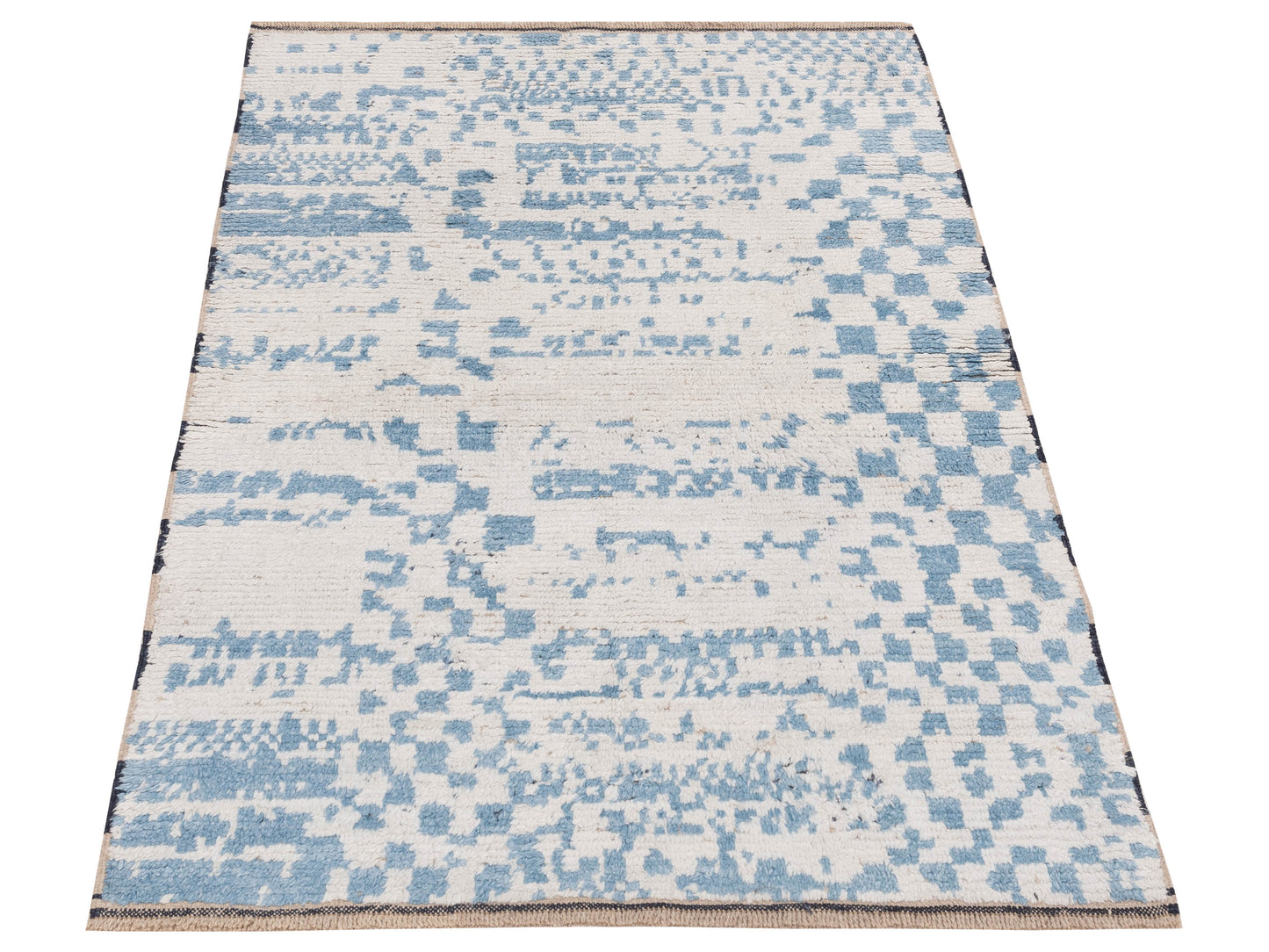 Anavera Ivory Blue 3.11x5.10 Hand Knotted Rug