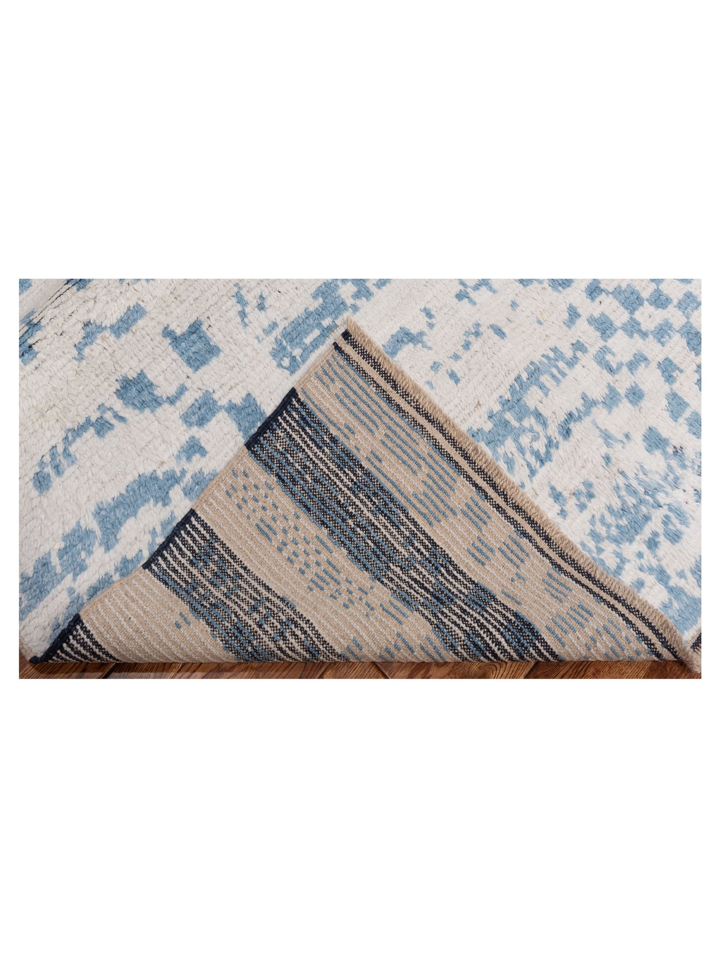 Anavera Ivory Blue 3.11x5.10 Hand Knotted Rug