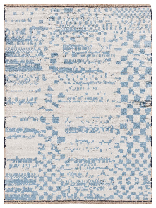 Anavera Ivory Blue 3.11x5.10 Hand Knotted Rug