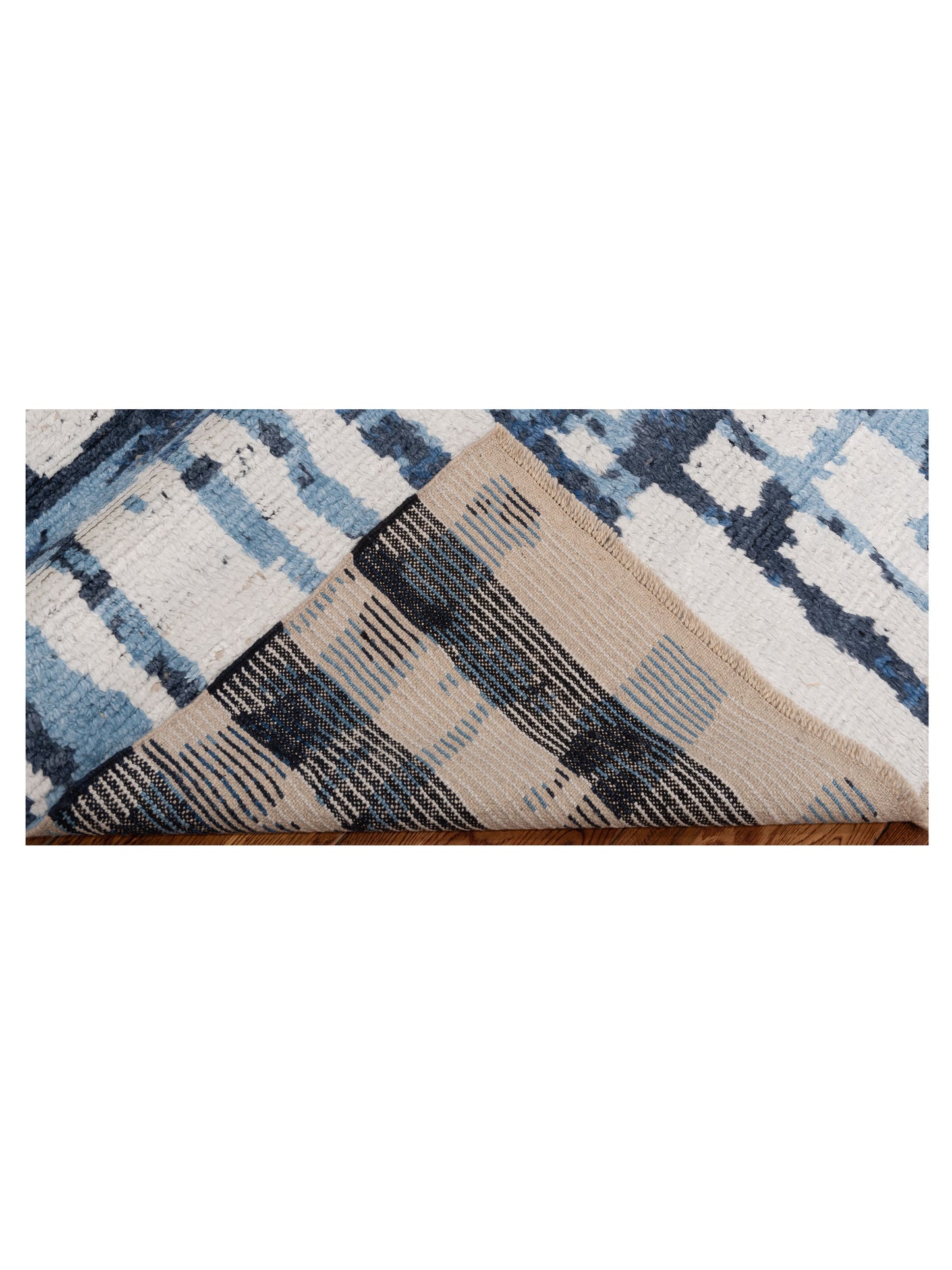 Anavera Ivory Blue 7.11x9.7 Hand Knotted Rug