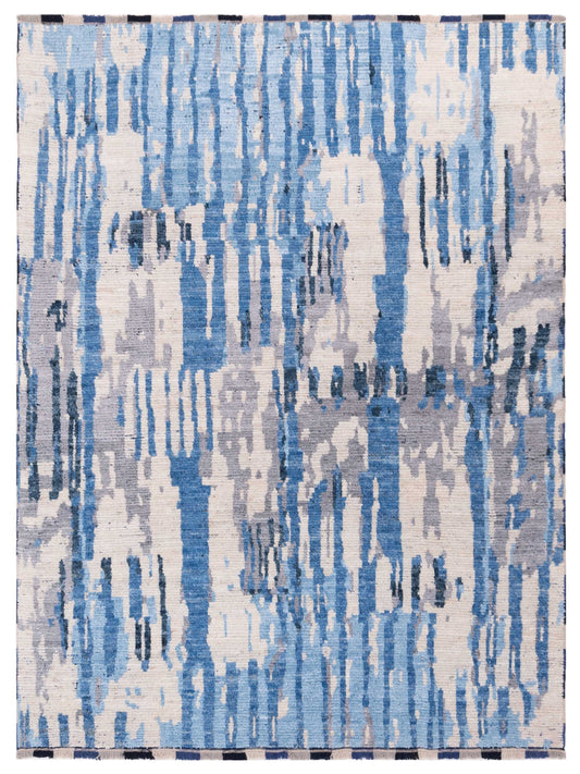 Anavera Blue Ivory 8x9.10 Hand Knotted Rug