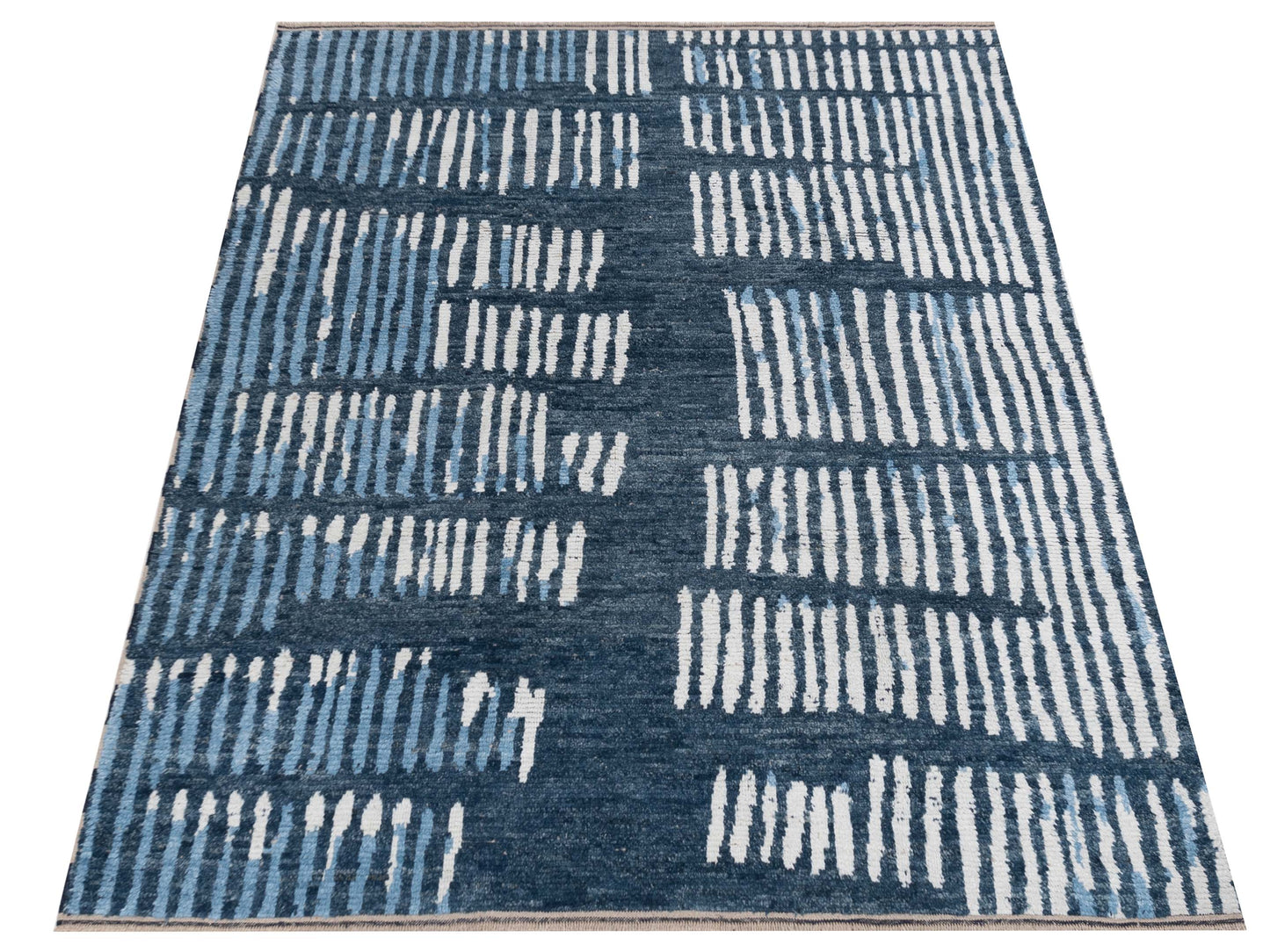 Anavera Blue Ivory 8.2x9.9 Hand Knotted Rug