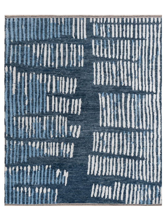 Anavera Blue Ivory 8.2x9.9 Hand Knotted Rug